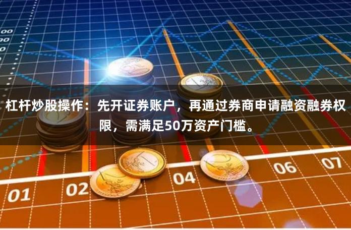 杠杆炒股操作：先开证券账户，再通过券商申请融资融券权限，需满足50万资产门槛。